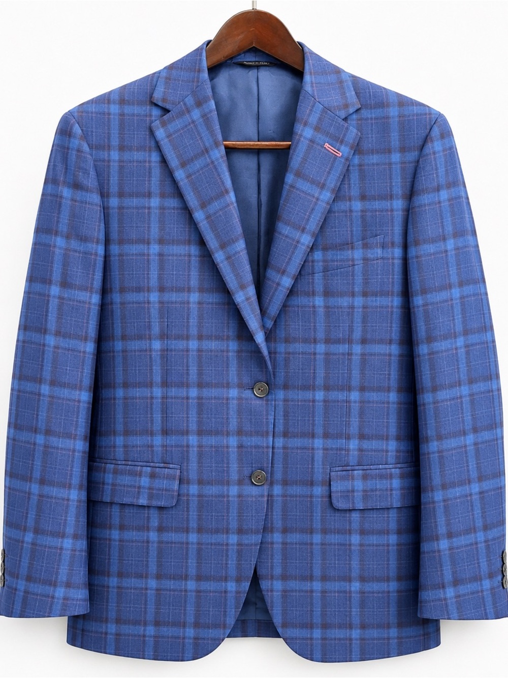 Men's Coppley Blue Plaid Two-Button Blazer